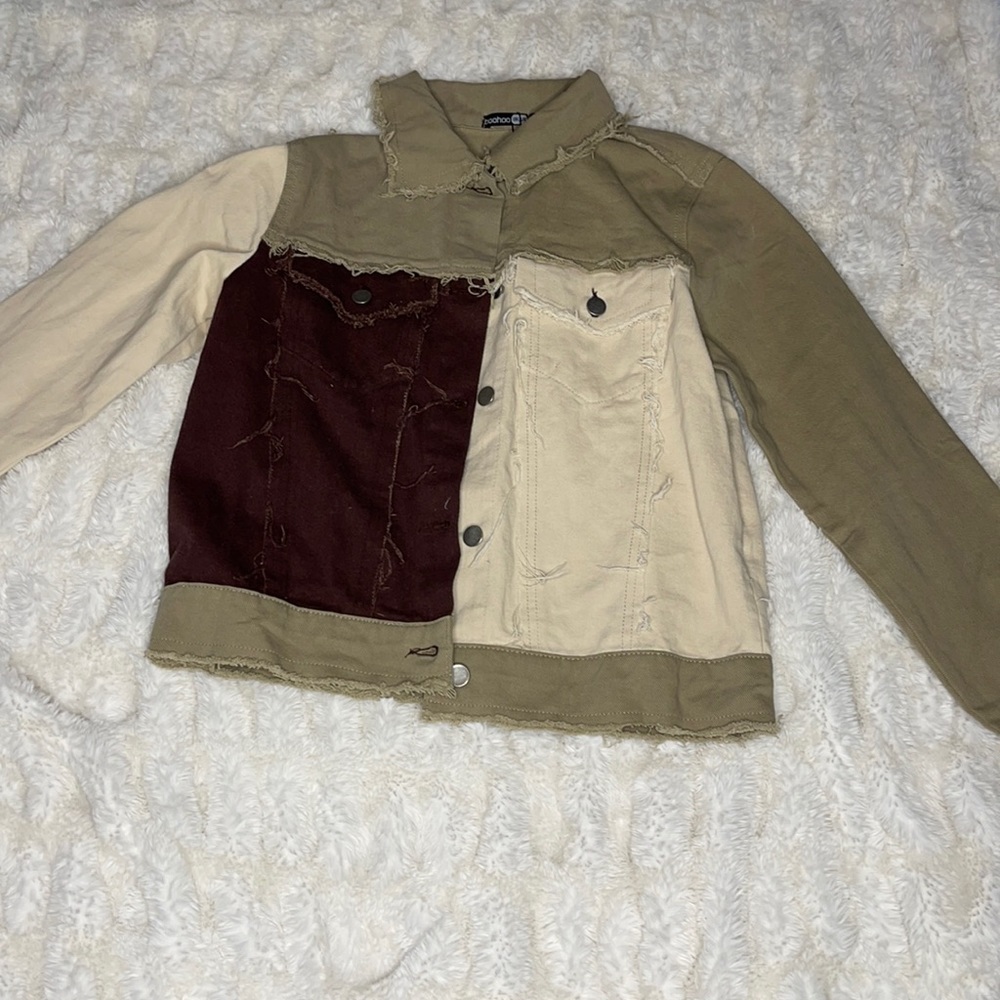 Color block denim jacket